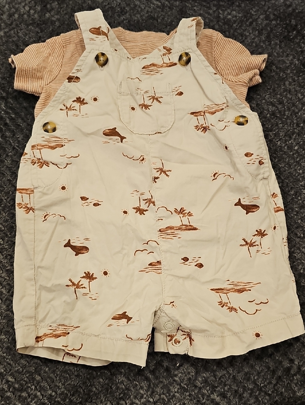 Carter’s Just One You 2PC Shortall Set - Tropical Whale Print - 6 Months